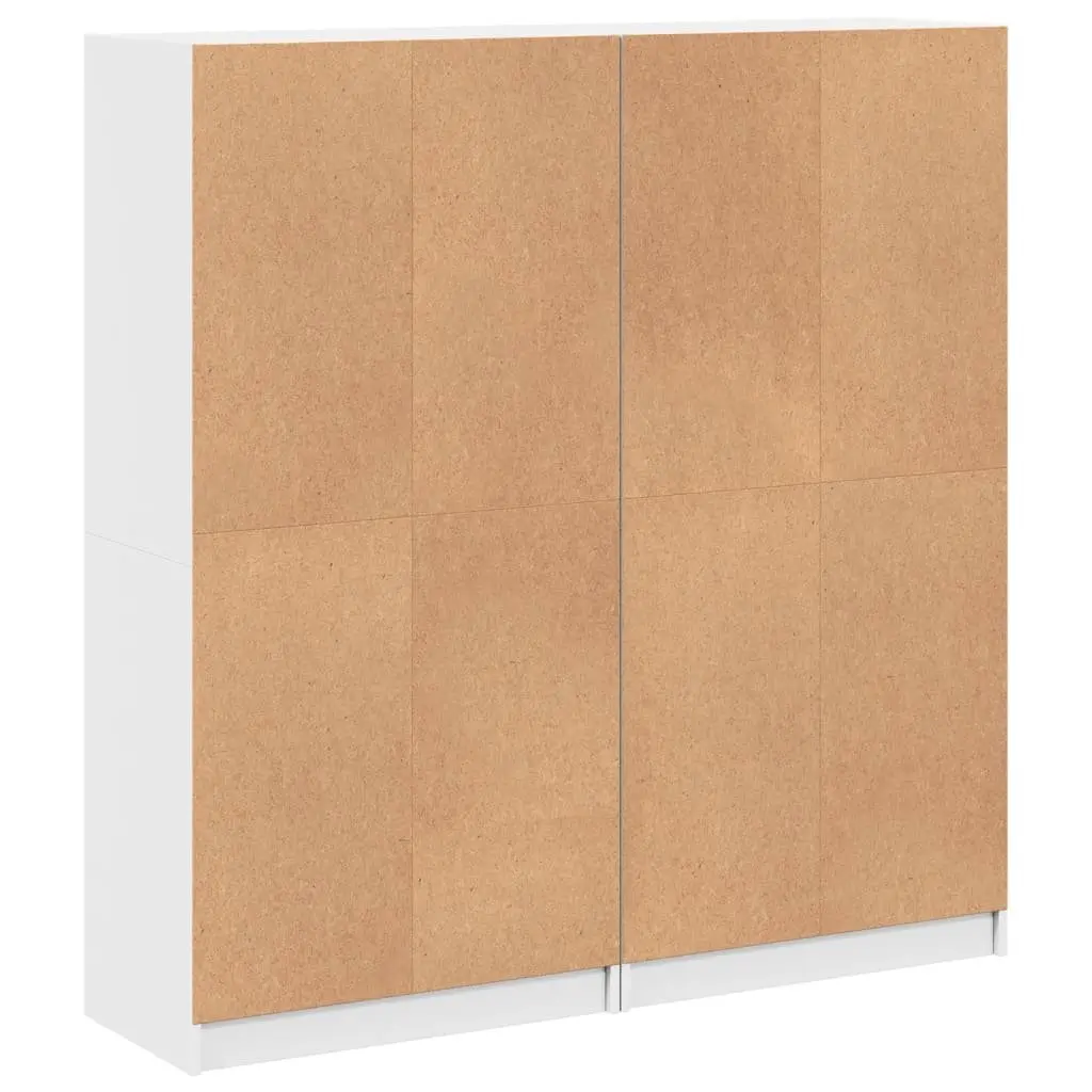 White Bookcase with Doors Storage Cabinet Engineered Wood Shelving Unit