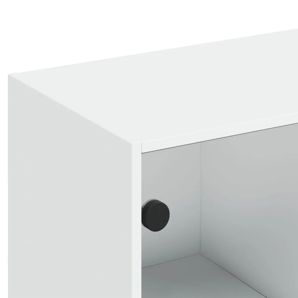 White Bookcase with Doors Storage Cabinet Engineered Wood Shelving Unit