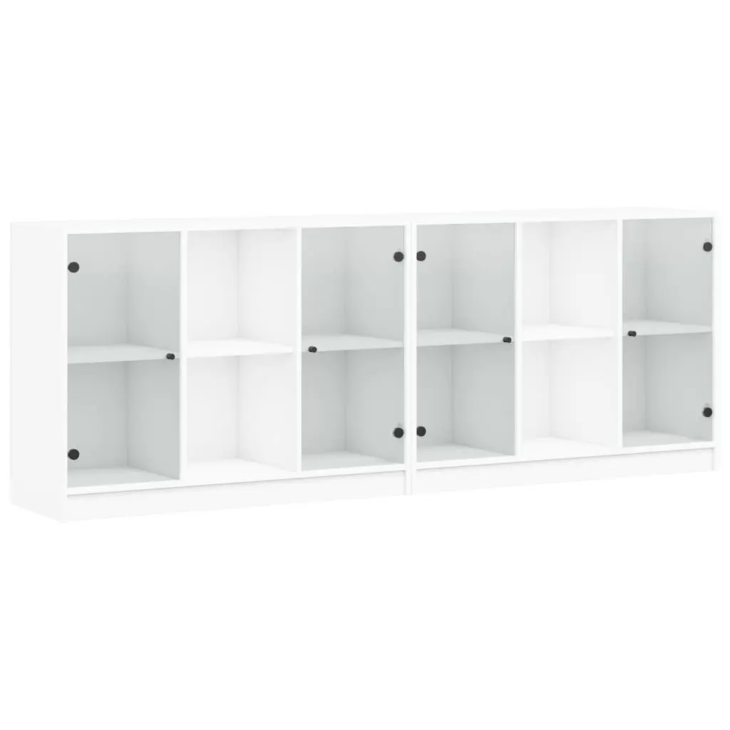 Bookcase with Glass Doors and Ample Storage 204x37x75cm