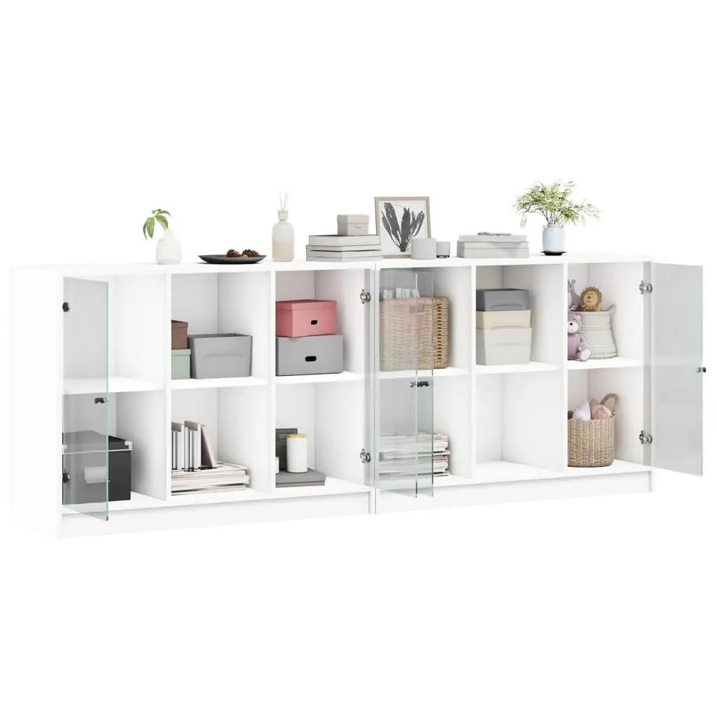 Bookcase with Glass Doors and Ample Storage 204x37x75cm