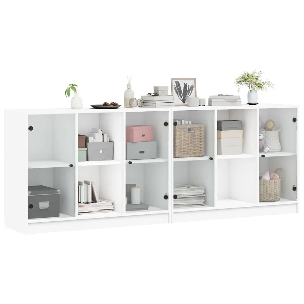 Bookcase with Glass Doors and Ample Storage 204x37x75cm