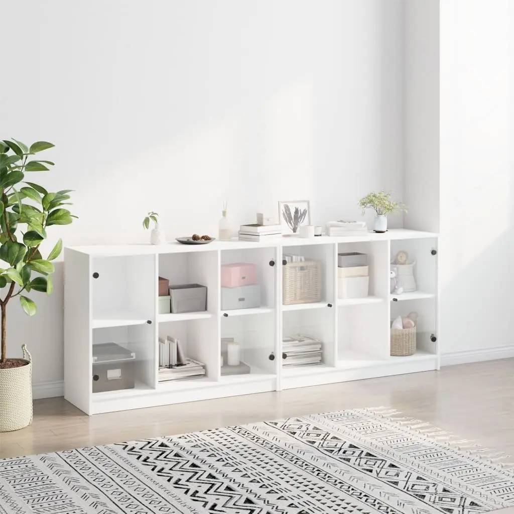 Bookcase with Glass Doors and Ample Storage 204x37x75cm