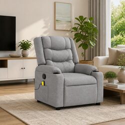 Comfort and Value in a Grey Fabric Massage Recliner