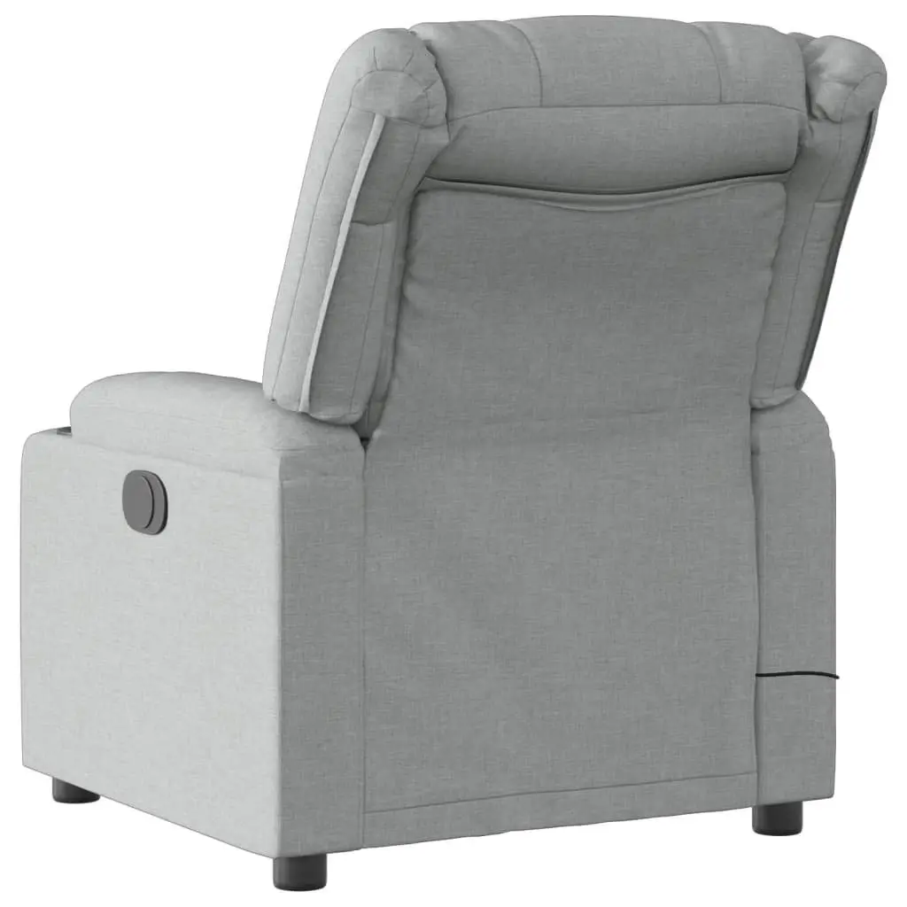 Recliner Massage Chair Grey Fabric Manual Vibration Lounge Armchair