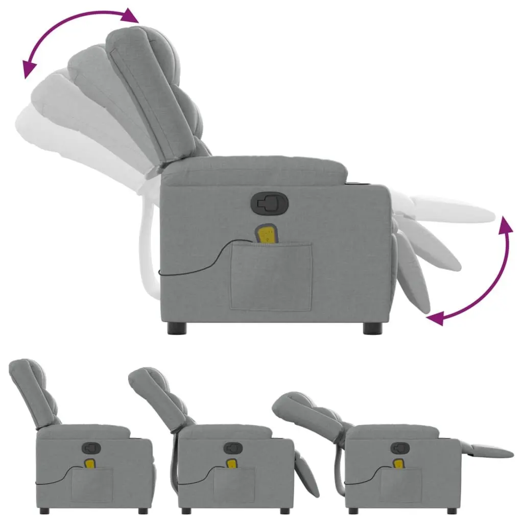Recliner Massage Chair Grey Fabric Manual Vibration Lounge Armchair