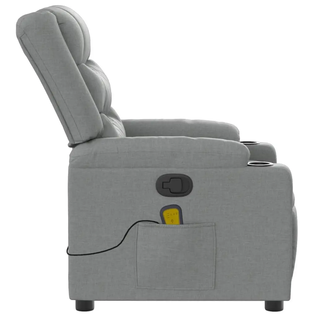 Recliner Massage Chair Grey Fabric Manual Vibration Lounge Armchair