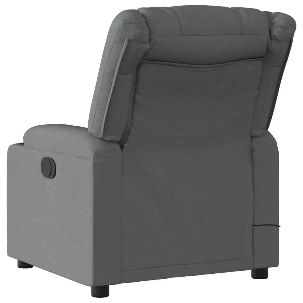 Massage Recliner Chair Manual Reclining Grey Fabric 6 Point Vibration