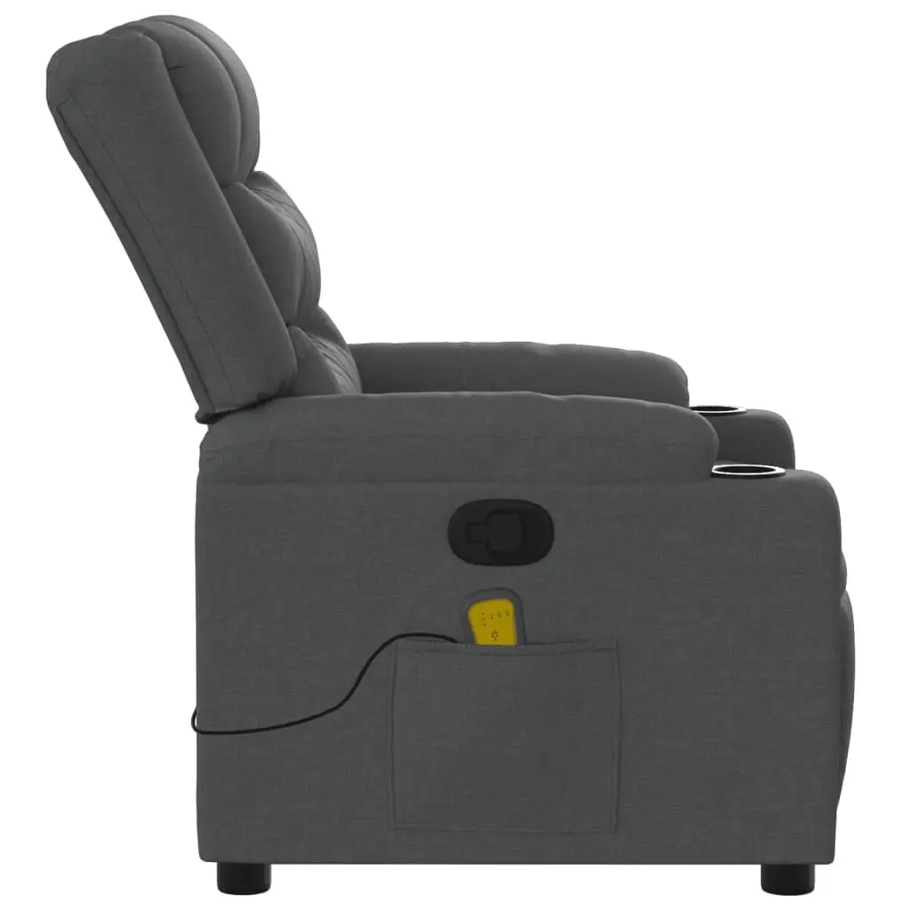Massage Recliner Chair Manual Reclining Grey Fabric 6 Point Vibration