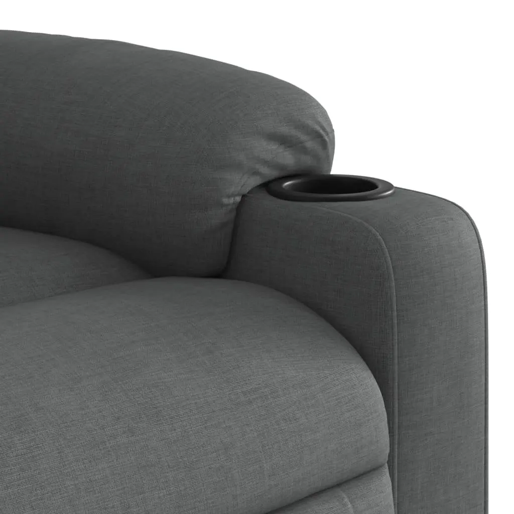Massage Recliner Chair Manual Reclining Grey Fabric 6 Point Vibration