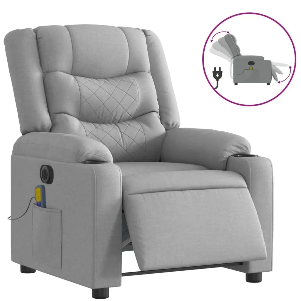 Electric Massage Recliner Chair Vibration Adjustable Grey Fabric