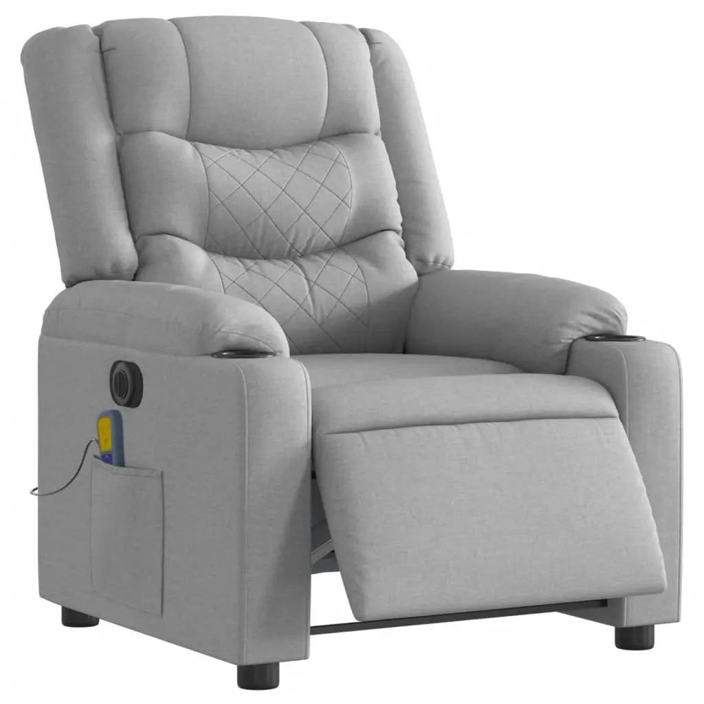 Electric Massage Recliner Chair Vibration Adjustable Grey Fabric