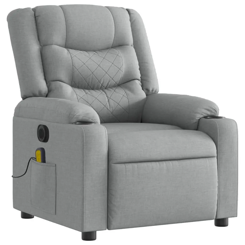 Electric Massage Recliner Chair Vibration Adjustable Grey Fabric