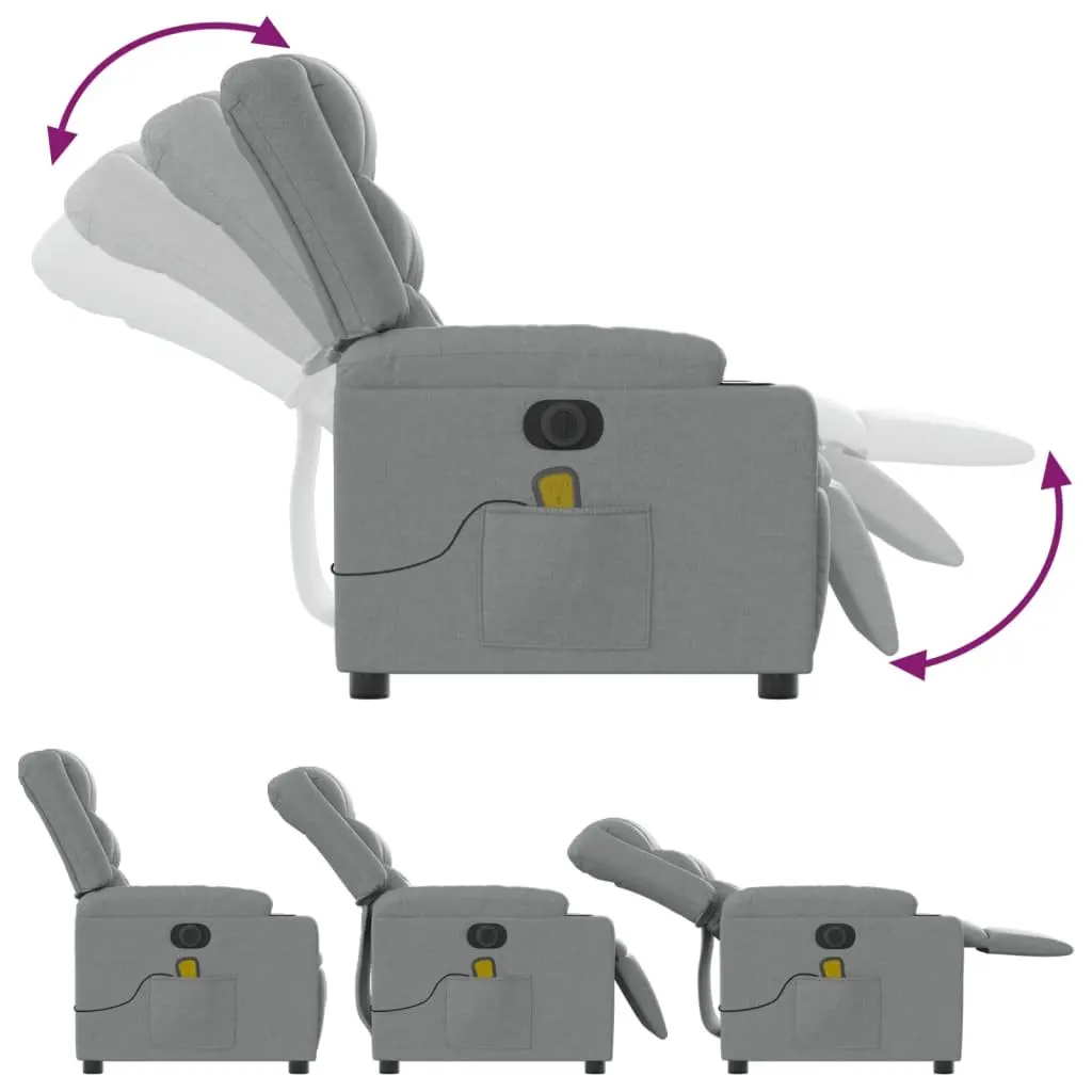 Electric Massage Recliner Chair Vibration Adjustable Grey Fabric