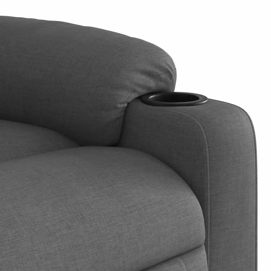 Electric Massage Recliner Chair Grey Fabric Armchair