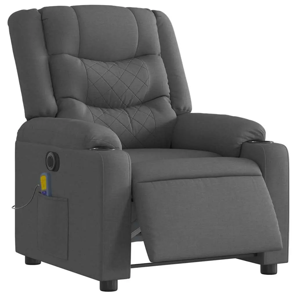 Electric Massage Recliner Chair Grey Fabric Armchair