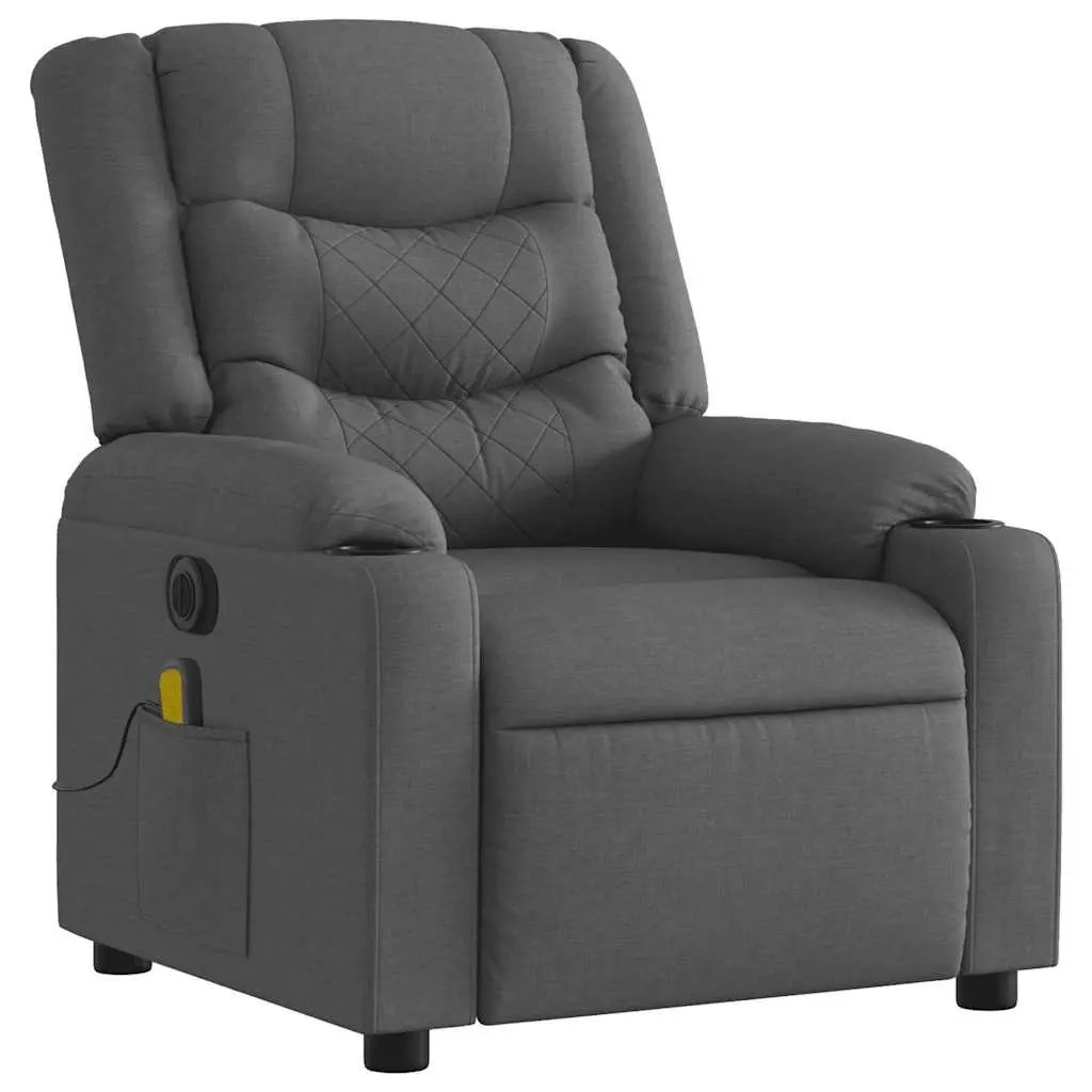Electric Massage Recliner Chair Grey Fabric Armchair