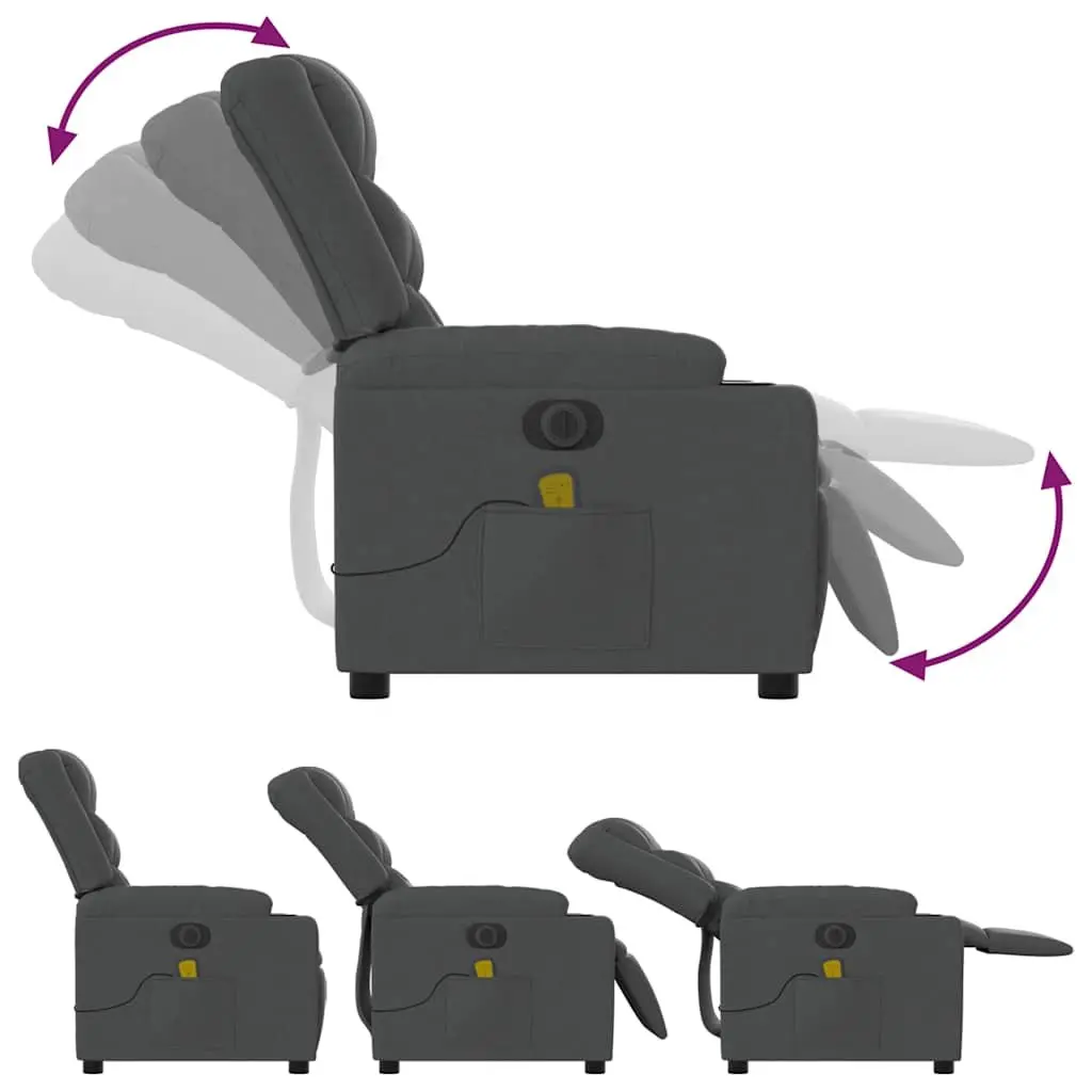 Electric Massage Recliner Chair Grey Fabric Armchair