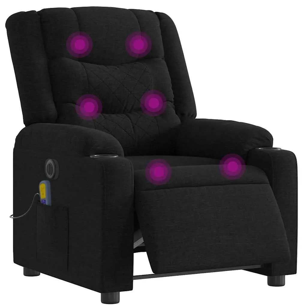 Electric Massage Recliner Chair Vibration Black Fabric 135 Degrees