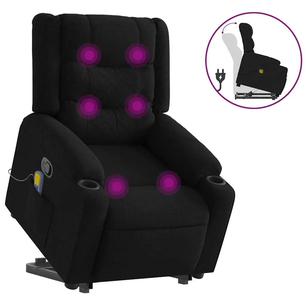 Electric Massage Recliner Chair Power Lift Black Fabric