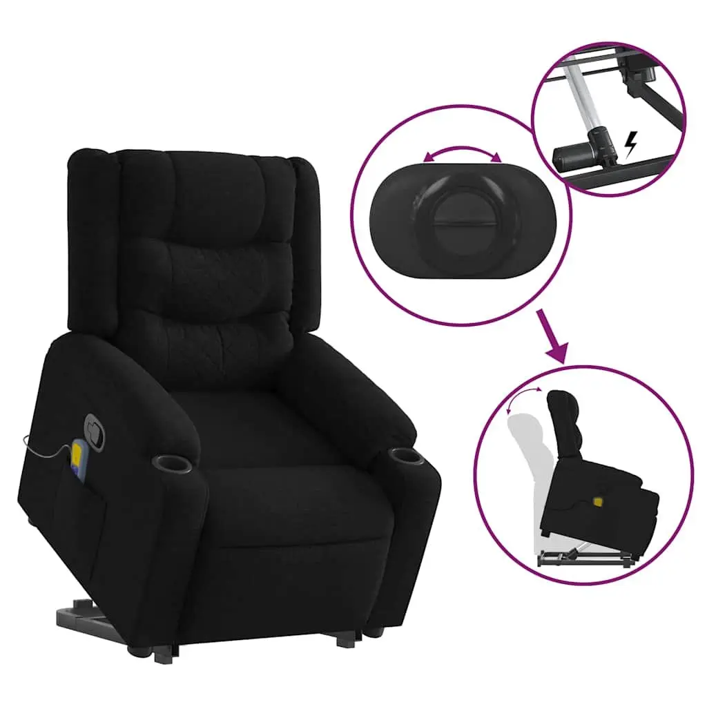 Electric Massage Recliner Chair Power Lift Black Fabric