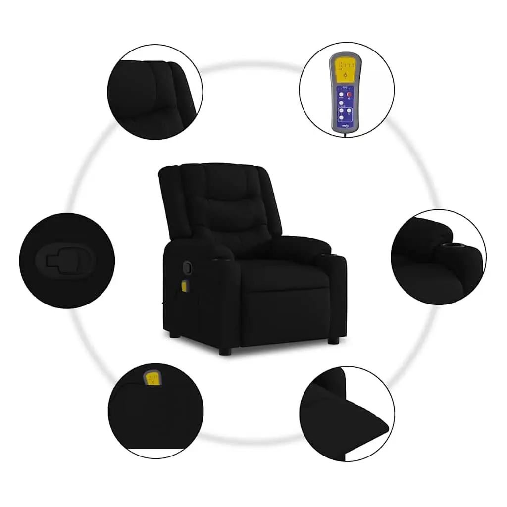 Electric Massage Recliner Chair Power Lift Black Fabric