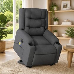Electric Stand Up Massage Recliner Chair Lift Fabric Armchair Elderly Comfort