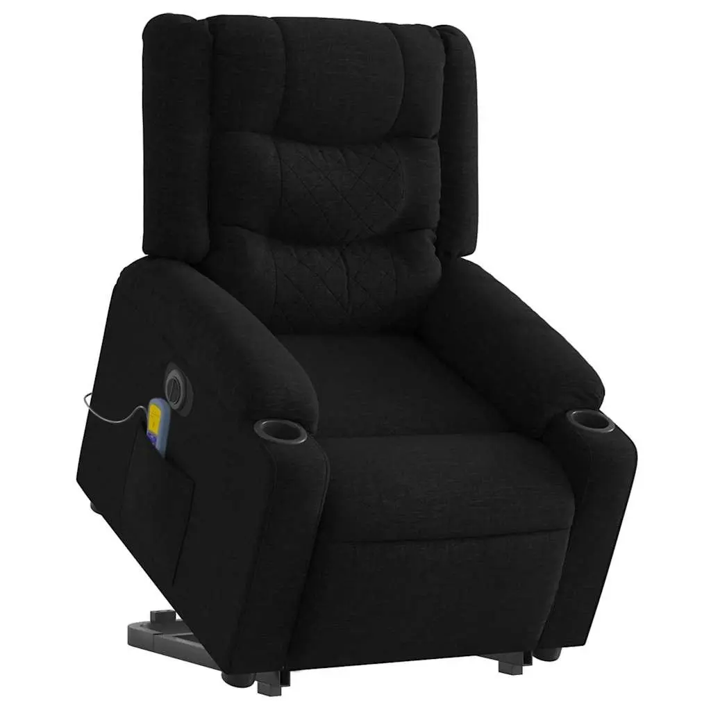 Electric Massage Recliner Chair Power Lift Function 135 Degrees Black Fabric