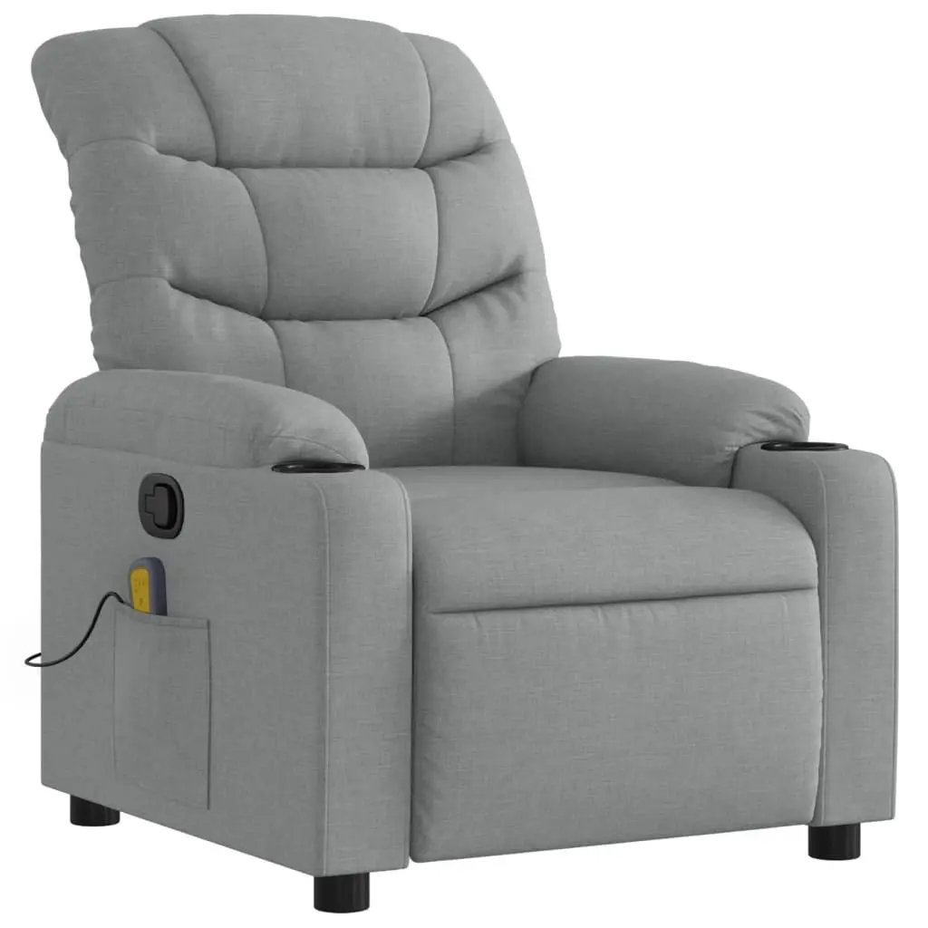 Massage Recliner Chair Manual Recline Light Grey Fabric 135 Degrees