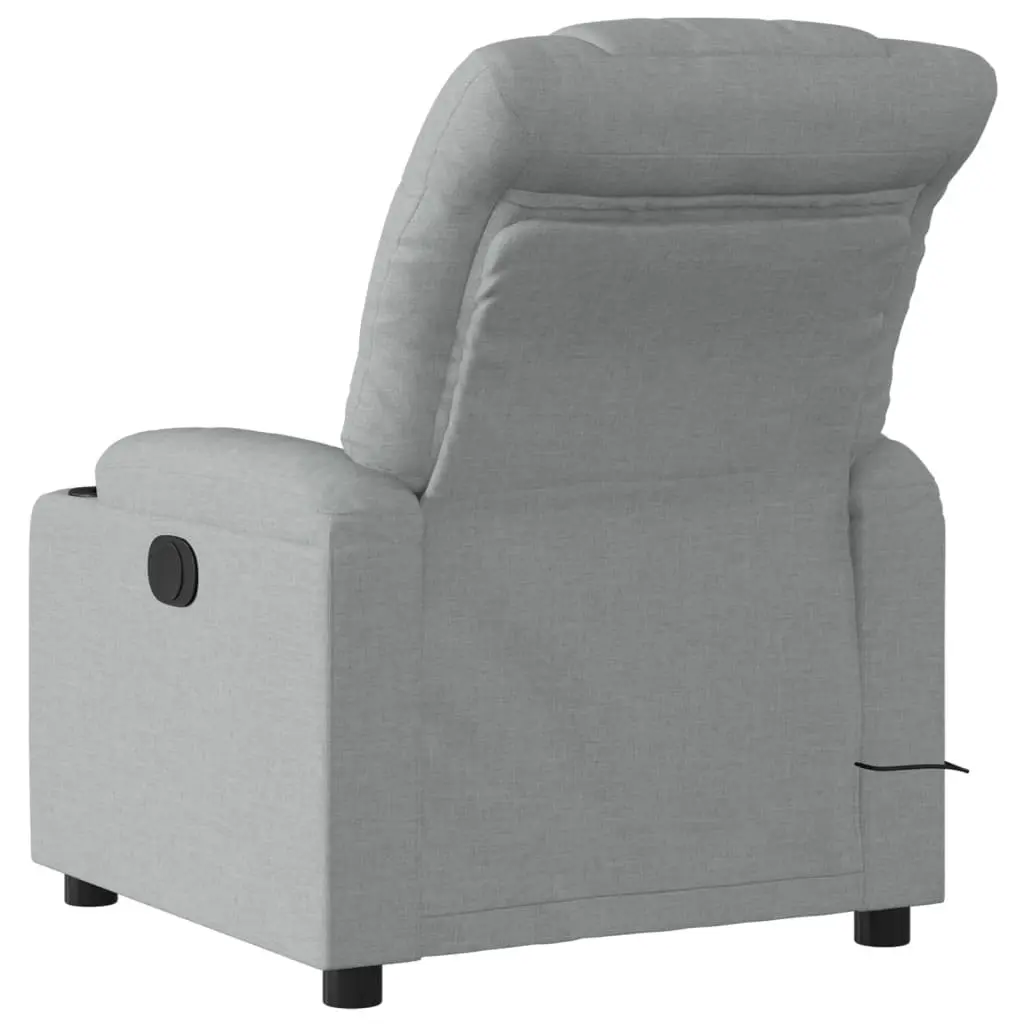 Massage Recliner Chair Manual Recline Light Grey Fabric 135 Degrees