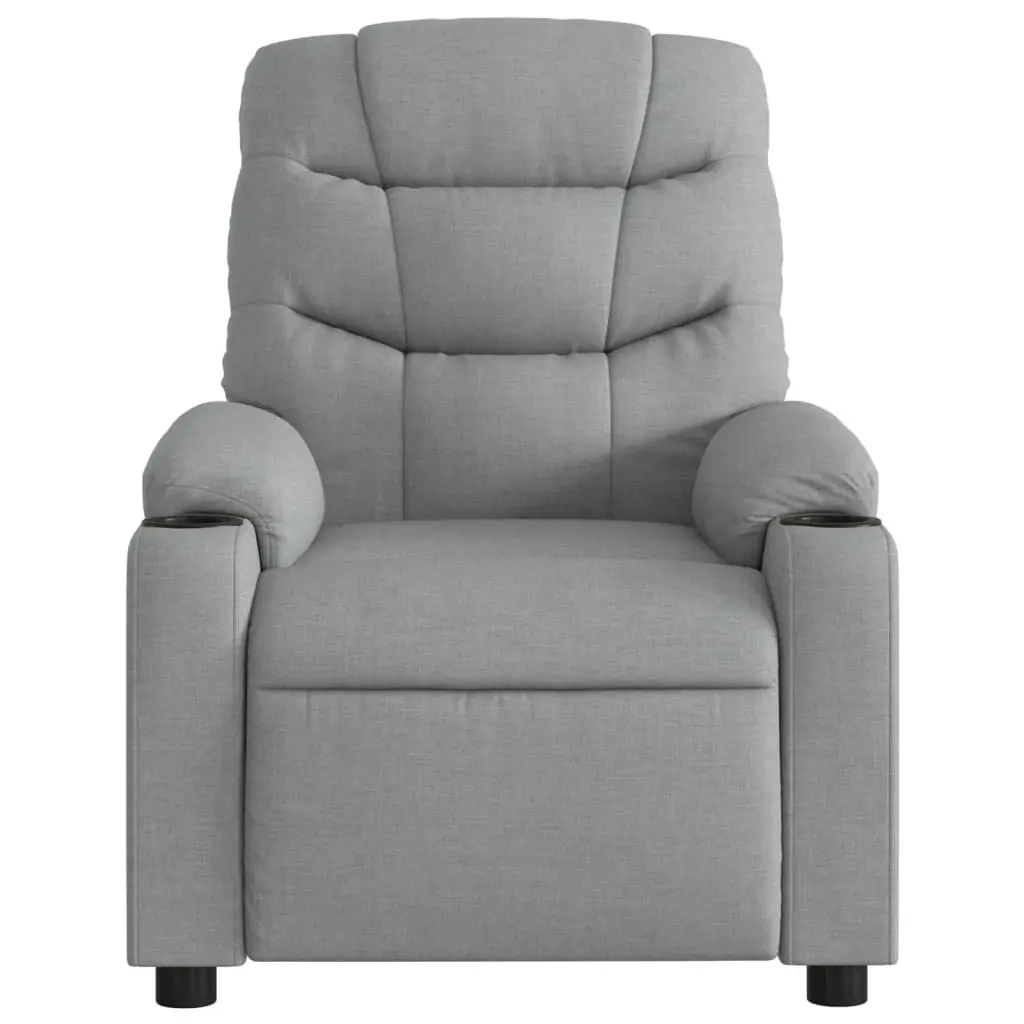 Massage Recliner Chair Manual Recline Light Grey Fabric 135 Degrees