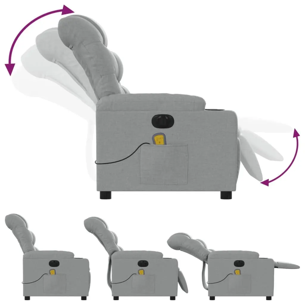 Electric Massage Recliner Chair Grey Fabric Armchair Lounge Sofa Seat