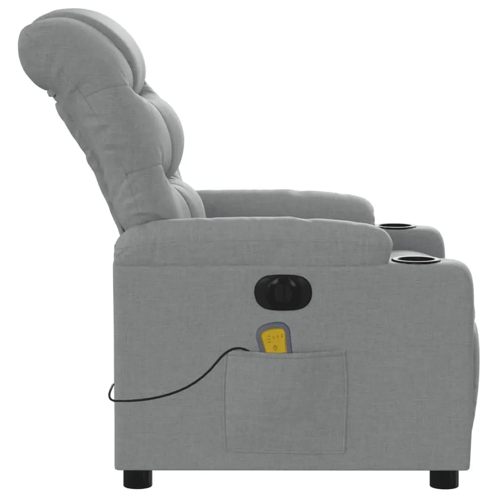 Electric Massage Recliner Chair Grey Fabric Armchair Lounge Sofa Seat