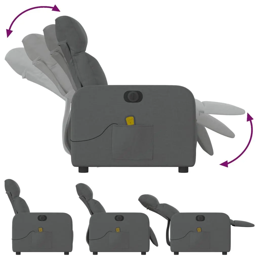 Electric Massage Recliner Chair Vibration Function Grey Fabric