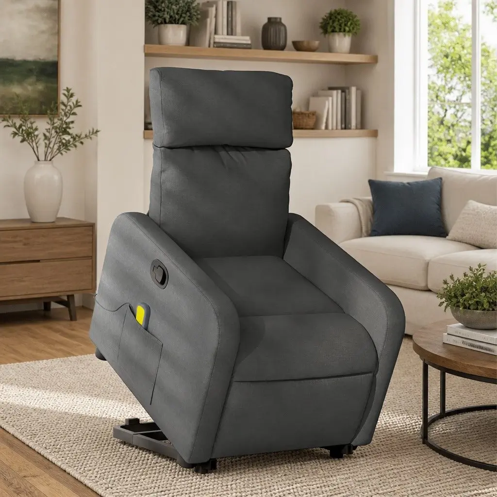 Electric Recliner Chair in Grey Fabric