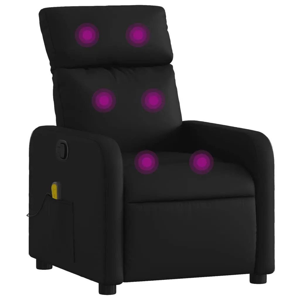 Massage Recliner Chair Black Faux Leather Manual Reclining 6 Massage Points