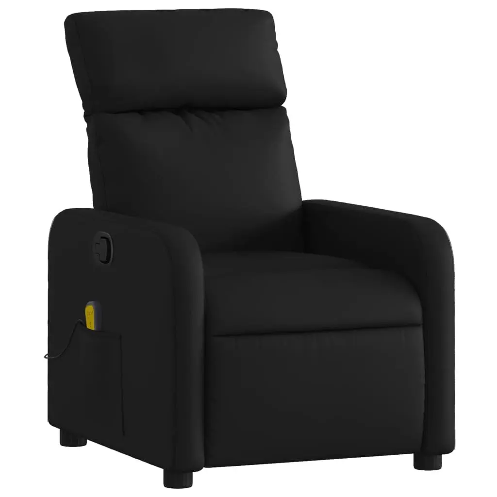 Massage Recliner Chair Black Faux Leather Manual Reclining 6 Massage Points
