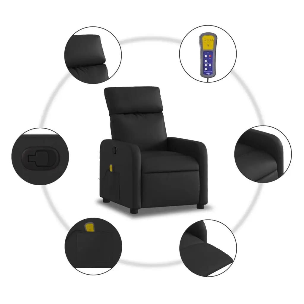 Massage Recliner Chair Black Faux Leather Manual Reclining 6 Massage Points