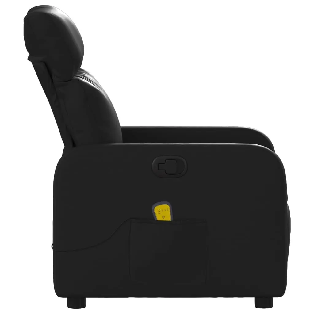 Massage Recliner Chair Black Faux Leather Manual Reclining 6 Massage Points