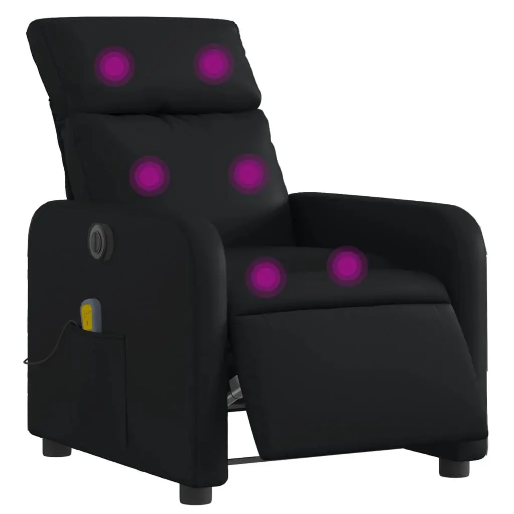 Electric Massage Recliner Chair Black Faux Leather Armchair with Footrest