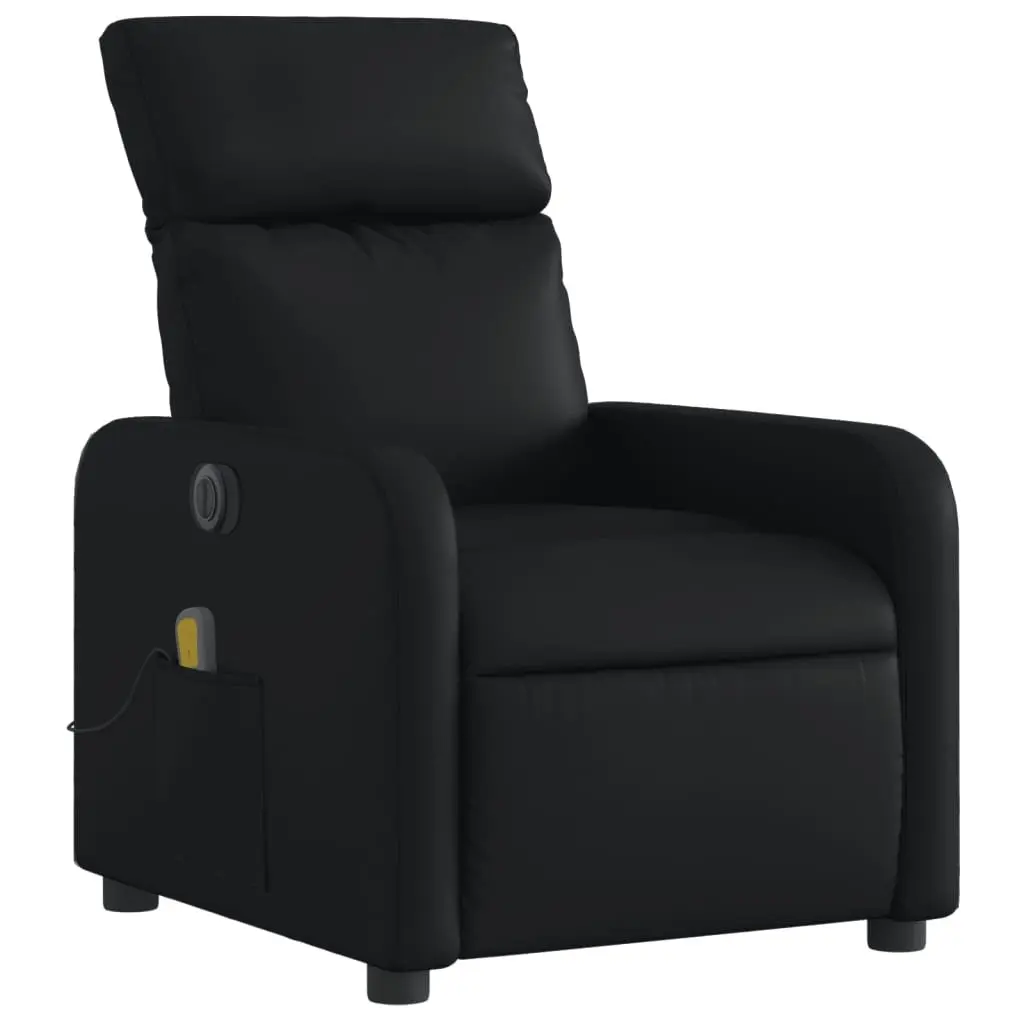 Electric Massage Recliner Chair Black Faux Leather Armchair with Footrest
