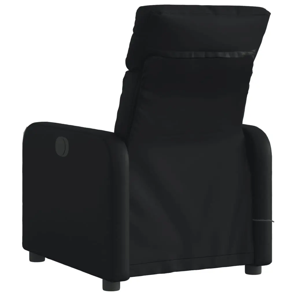 Electric Massage Recliner Chair Black Faux Leather Armchair with Footrest
