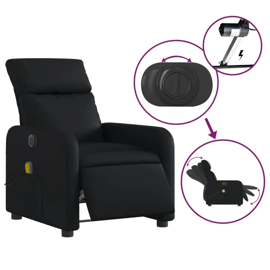 Electric Massage Recliner Chair Black Faux Leather Armchair with Footrest