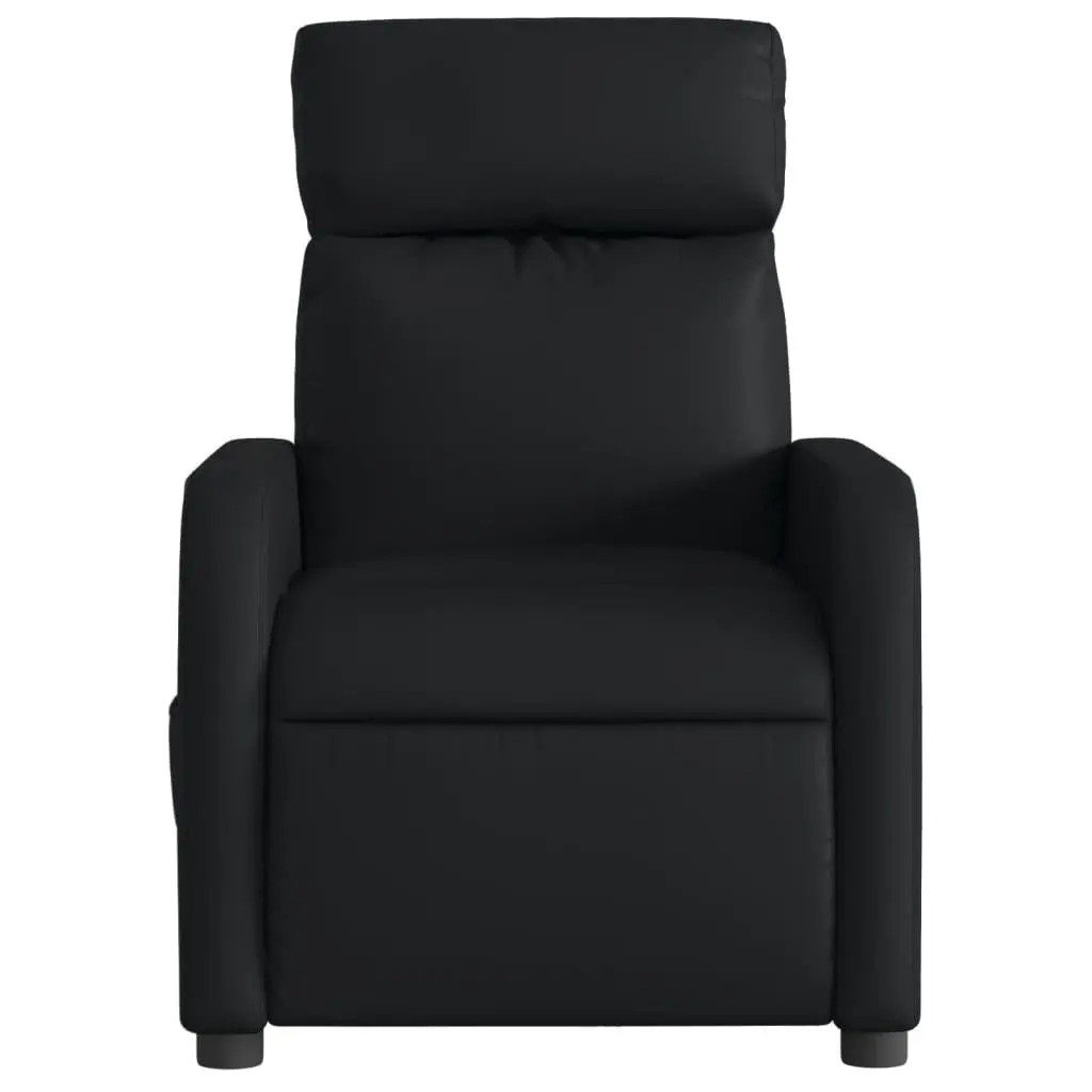 Electric Massage Recliner Chair Black Faux Leather Armchair with Footrest