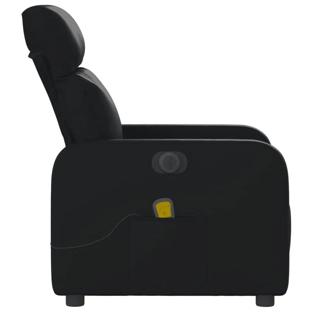 Electric Massage Recliner Chair Black Faux Leather Armchair with Footrest
