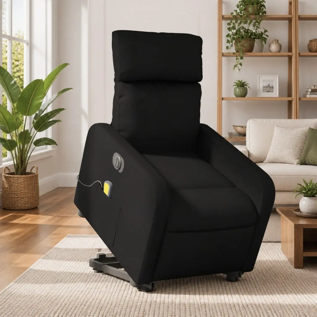 Electric Massage Recliner Chair Power Lift Function Adjustable Backrest Footrest Black Faux Leather