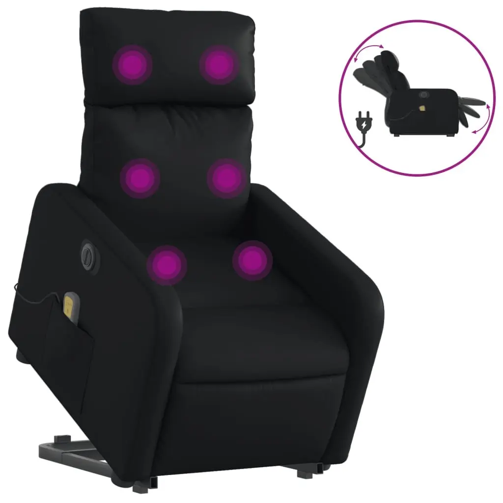 Electric Massage Recliner Chair Power Lift Function Adjustable Backrest Footrest Black Faux Leather
