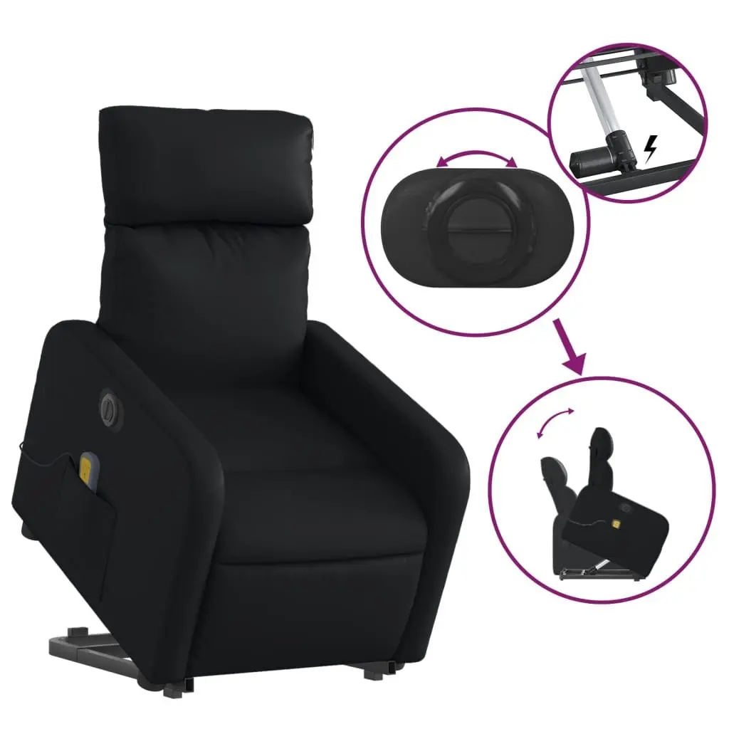 Electric Massage Recliner Chair Power Lift Function Adjustable Backrest Footrest Black Faux Leather