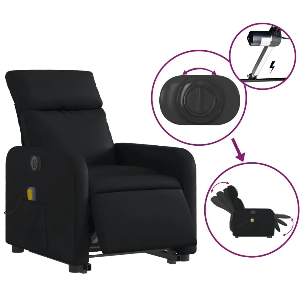 Electric Massage Recliner Chair Power Lift Function Adjustable Backrest Footrest Black Faux Leather