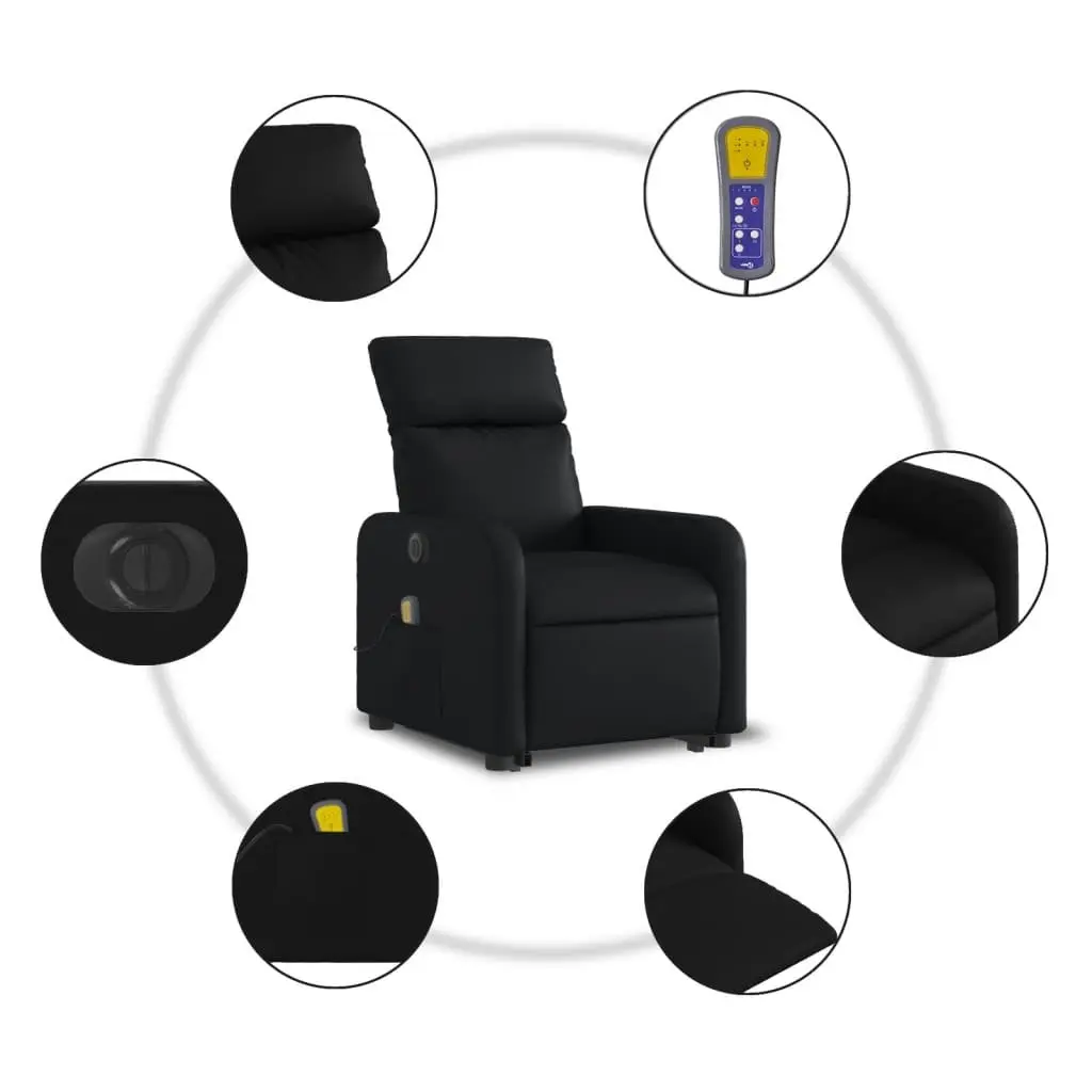 Electric Massage Recliner Chair Power Lift Function Adjustable Backrest Footrest Black Faux Leather