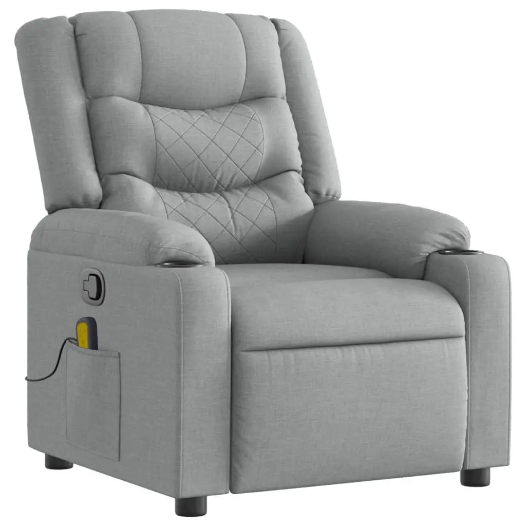 Massage Recliner Chair Manual Reclining Vibration Grey Fabric